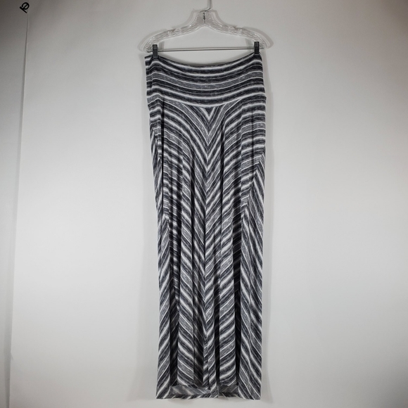 Maternity Full Length Skirt Grey White Stripes Size XL - Picture 1 of 6